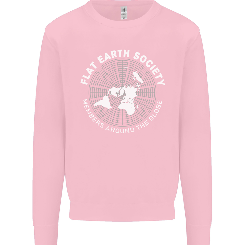 Flat Earth Society Members Around the Globe Kids Sweatshirt Jumper Light Pink