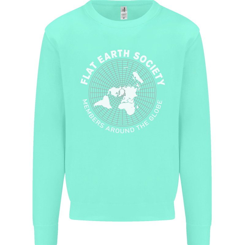 Flat Earth Society Members Around the Globe Kids Sweatshirt Jumper Peppermint
