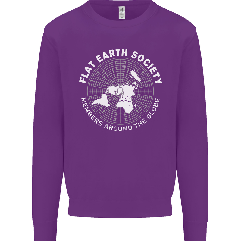 Flat Earth Society Members Around the Globe Kids Sweatshirt Jumper Purple