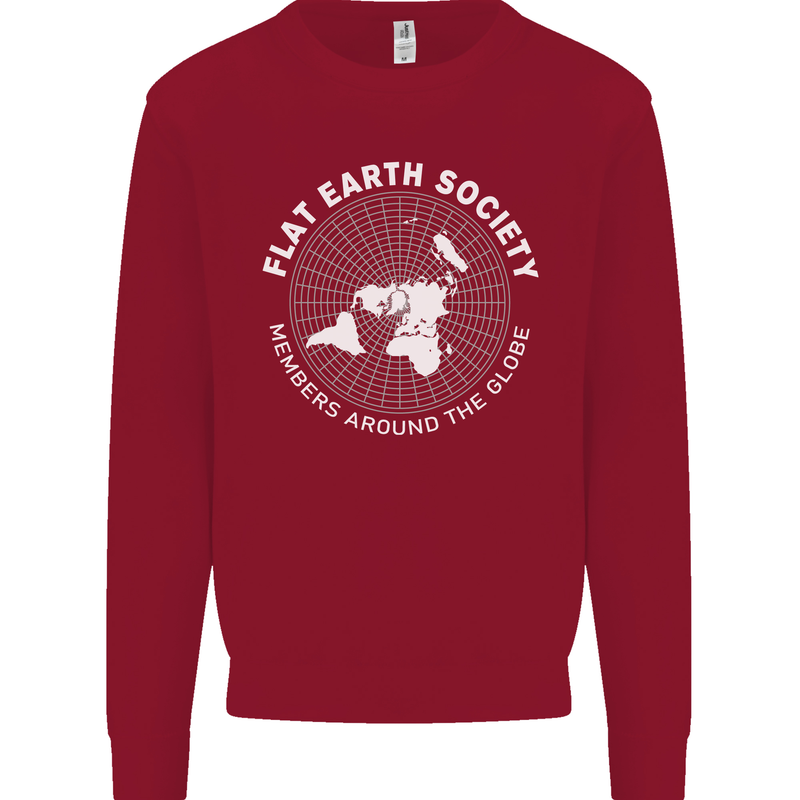 Flat Earth Society Members Around the Globe Kids Sweatshirt Jumper Red
