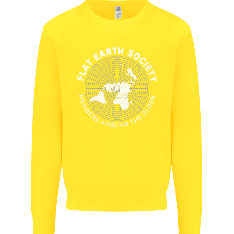 Flat Earth Society Members Around the Globe Kids Sweatshirt Jumper Yellow