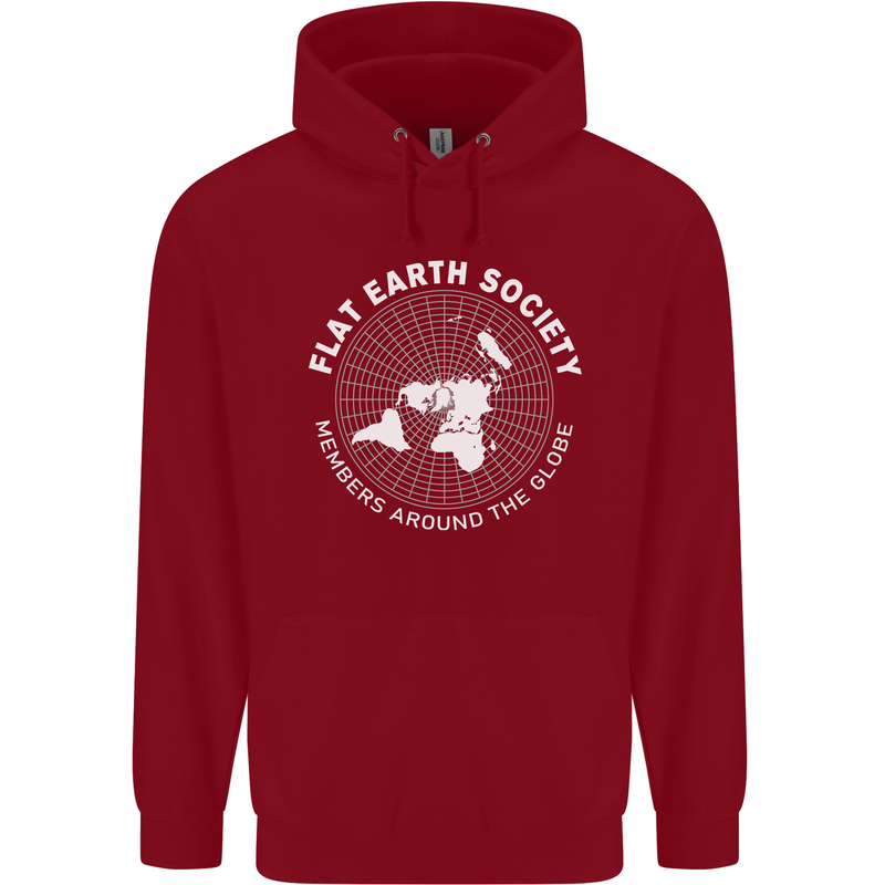 Flat Earth Society Members Around the Globe Mens 80% Cotton Hoodie Red