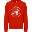 Flat Earth Society Members Around the Globe Mens Sweatshirt Jumper Bright Red