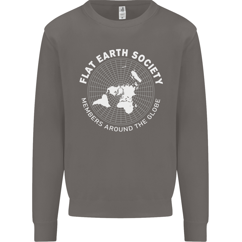 Flat Earth Society Members Around the Globe Mens Sweatshirt Jumper Charcoal