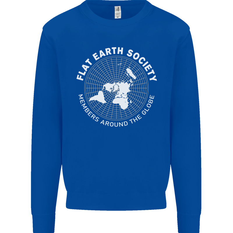 Flat Earth Society Members Around the Globe Mens Sweatshirt Jumper Royal Blue