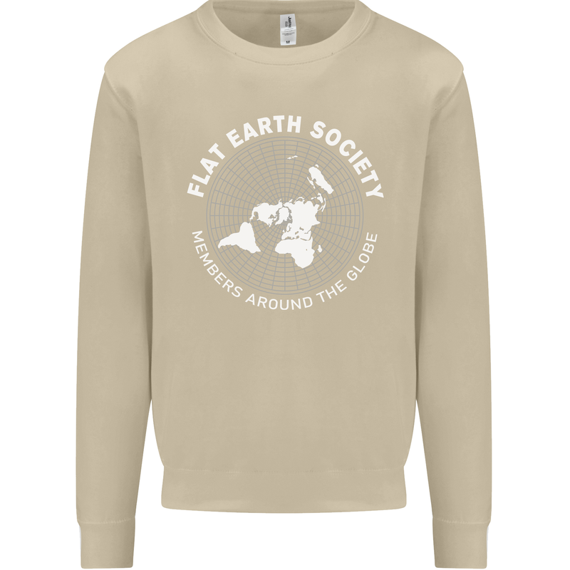 Flat Earth Society Members Around the Globe Mens Sweatshirt Jumper Sand