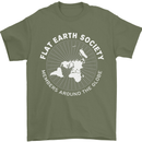 Flat Earth Society Members Around the Globe Mens T-Shirt Cotton Gildan Military Green