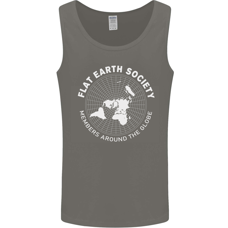 Flat Earth Society Members Around the Globe Mens Vest Tank Top Charcoal