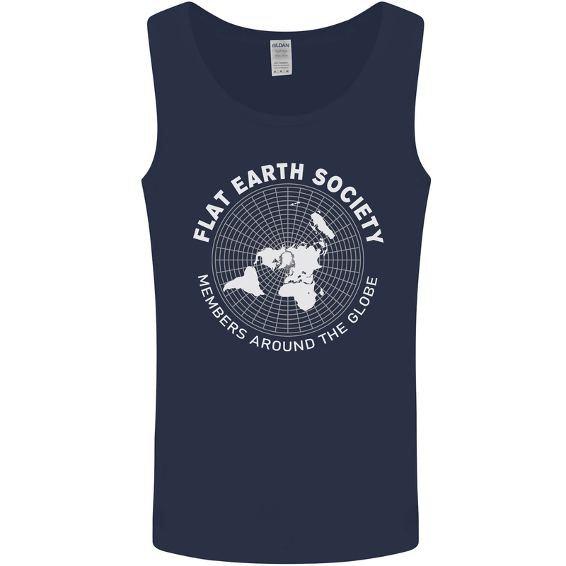Flat Earth Society Members Around the Globe Mens Vest Tank Top Navy Blue