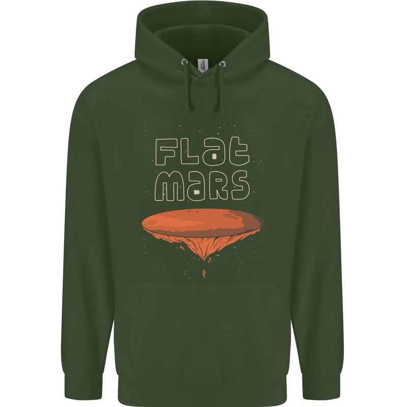 Flat Planet Mars Childrens Kids Hoodie Forest Green