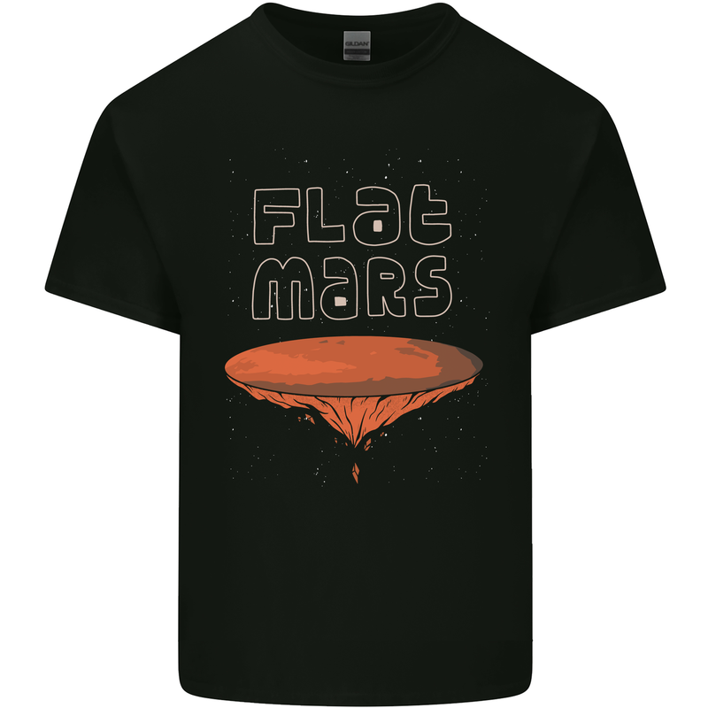 Flat Planet Mars Mens Cotton T-Shirt Tee Top Black