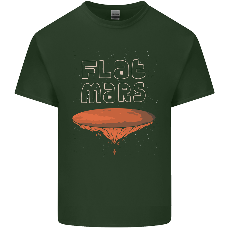 Flat Planet Mars Mens Cotton T-Shirt Tee Top Forest Green