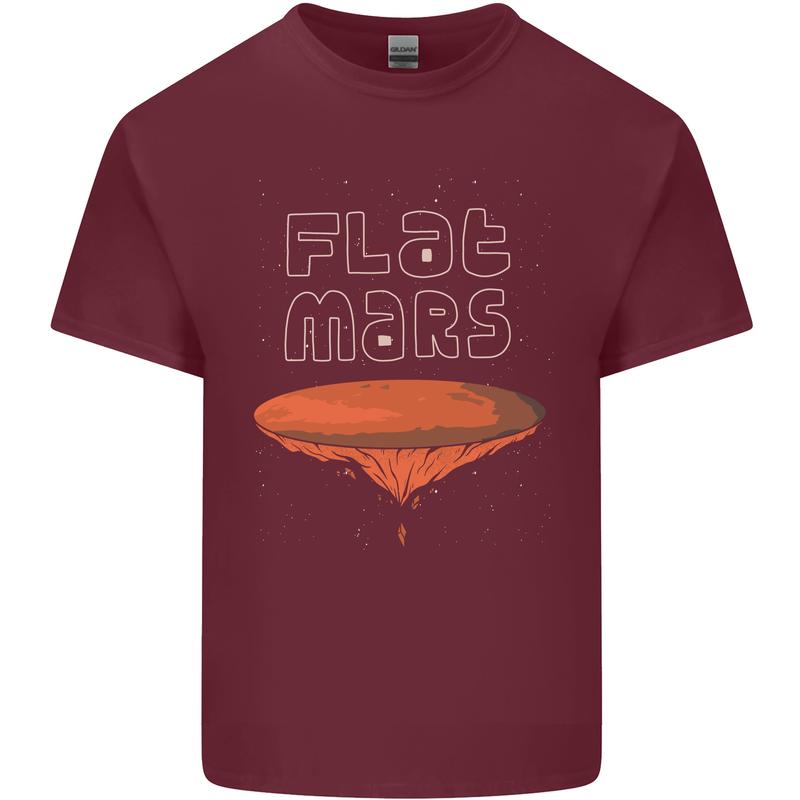 Flat Planet Mars Mens Cotton T-Shirt Tee Top Maroon