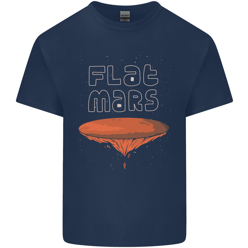 Flat Planet Mars Mens Cotton T-Shirt Tee Top Navy Blue