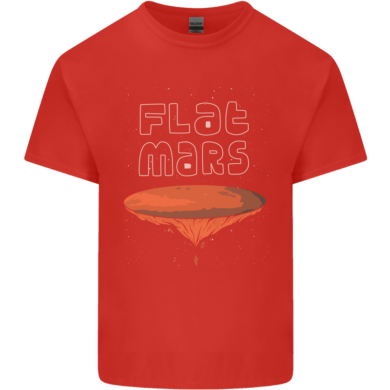 Flat Planet Mars Mens Cotton T-Shirt Tee Top Red