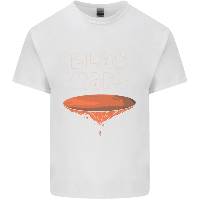 Flat Planet Mars Mens Cotton T-Shirt Tee Top White