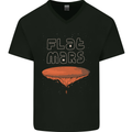 Flat Planet Mars Mens V-Neck Cotton T-Shirt Black