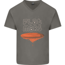 Flat Planet Mars Mens V-Neck Cotton T-Shirt Charcoal