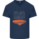 Flat Planet Mars Mens V-Neck Cotton T-Shirt Navy Blue