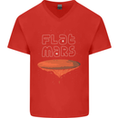 Flat Planet Mars Mens V-Neck Cotton T-Shirt Red
