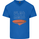 Flat Planet Mars Mens V-Neck Cotton T-Shirt Royal Blue