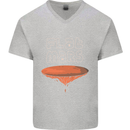Flat Planet Mars Mens V-Neck Cotton T-Shirt Sports Grey