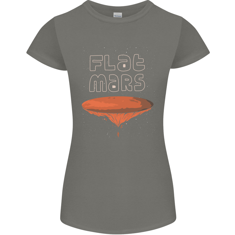 Flat Planet Mars Womens Petite Cut T-Shirt Charcoal