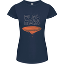 Flat Planet Mars Womens Petite Cut T-Shirt Navy Blue