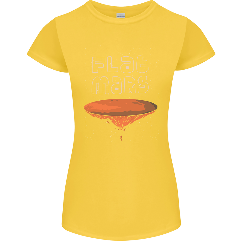 Flat Planet Mars Womens Petite Cut T-Shirt Yellow