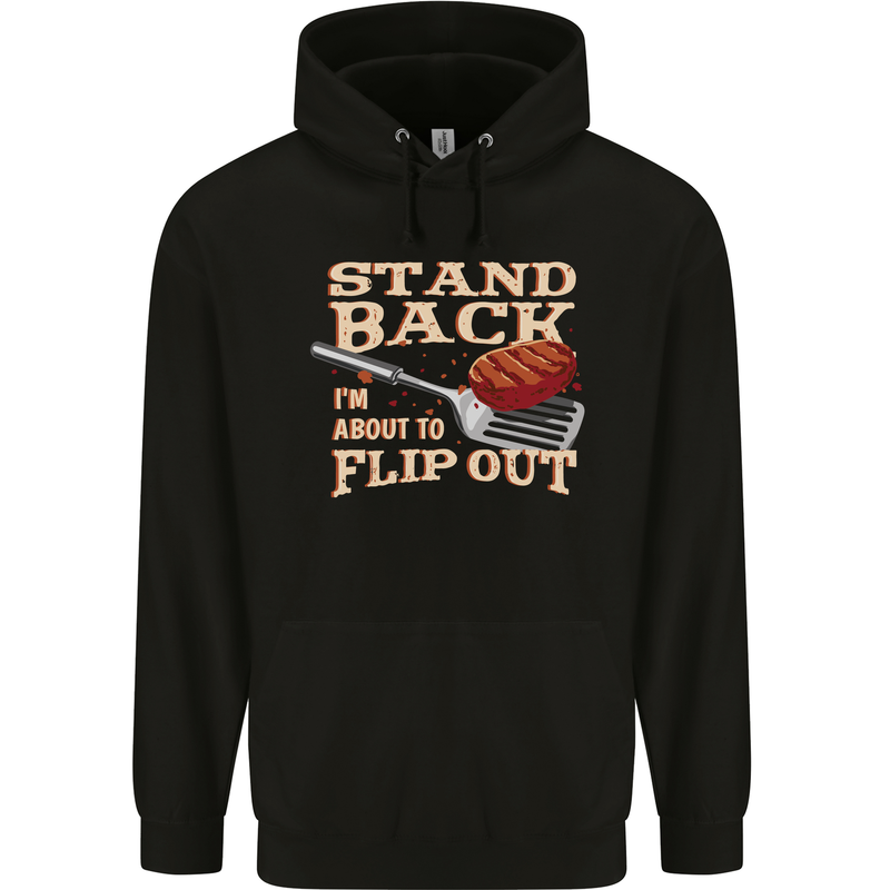 Flip Out Funny BBQ Grill Childrens Kids Hoodie Black