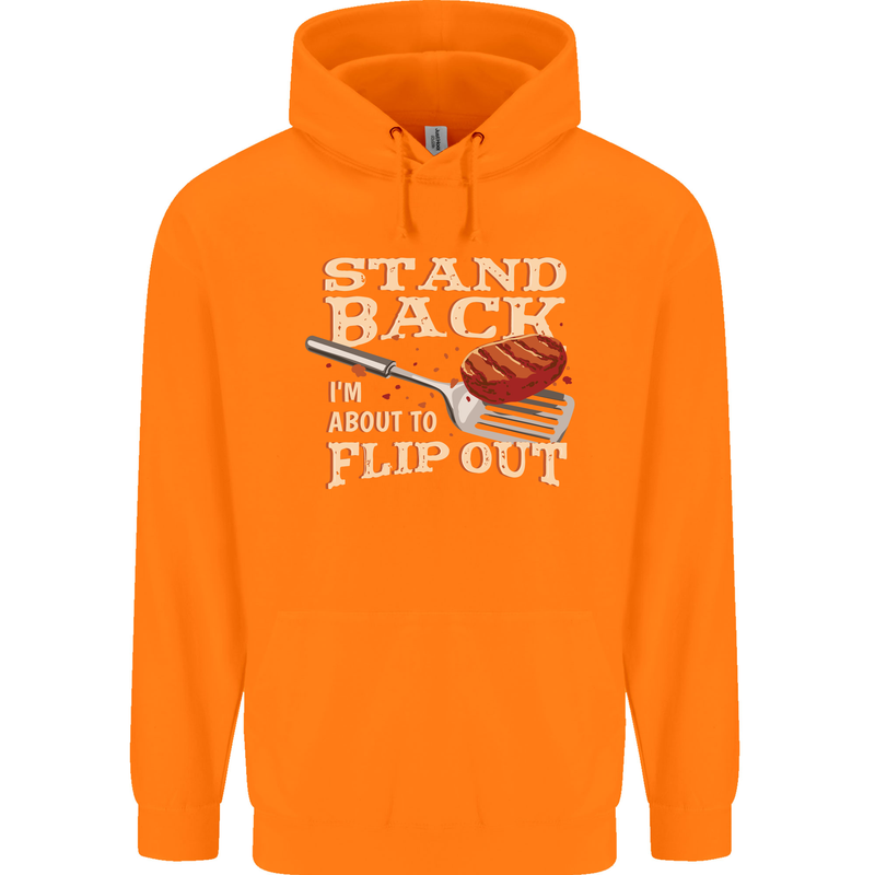 Flip Out Funny BBQ Grill Childrens Kids Hoodie Orange