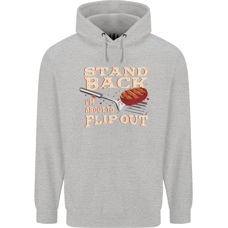 Flip Out Funny BBQ Grill Childrens Kids Hoodie Sports Grey