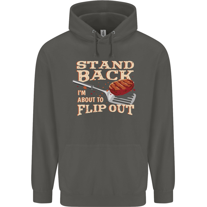 Flip Out Funny BBQ Grill Childrens Kids Hoodie Storm Grey