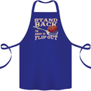 Flip Out Funny BBQ Grill Cotton Apron 100% Organic Royal Blue