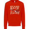 Flip Out Funny BBQ Grill Kids Sweatshirt Jumper Bright Red