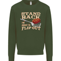 Flip Out Funny BBQ Grill Kids Sweatshirt Jumper Forest Green