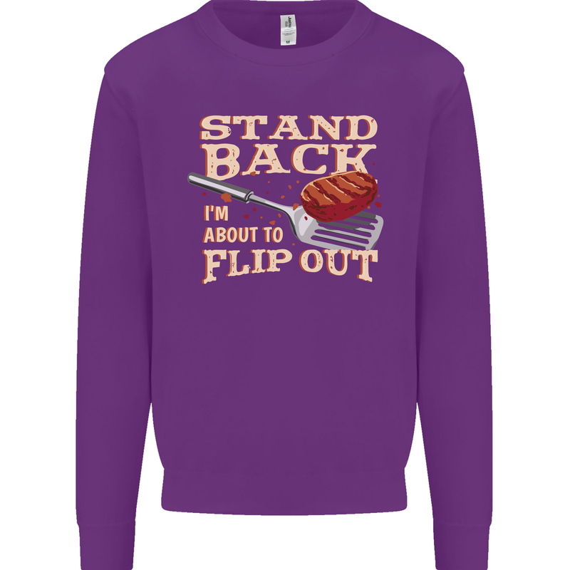 Flip Out Funny BBQ Grill Kids Sweatshirt Jumper Purple