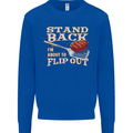 Flip Out Funny BBQ Grill Kids Sweatshirt Jumper Royal Blue