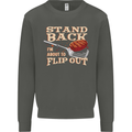 Flip Out Funny BBQ Grill Kids Sweatshirt Jumper Storm Grey