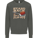 Flip Out Funny BBQ Grill Kids Sweatshirt Jumper Storm Grey
