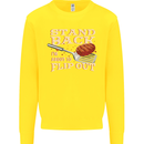 Flip Out Funny BBQ Grill Kids Sweatshirt Jumper Yellow