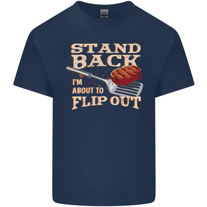 Flip Out Funny BBQ Grill Kids T-Shirt Childrens Navy Blue