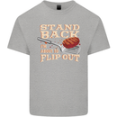 Flip Out Funny BBQ Grill Kids T-Shirt Childrens Sports Grey