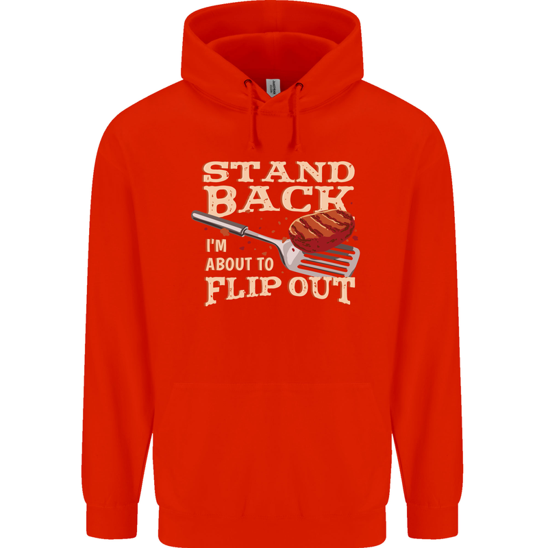 Flip Out Funny BBQ Grill Mens 80% Cotton Hoodie Bright Red