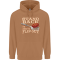 Flip Out Funny BBQ Grill Mens 80% Cotton Hoodie Caramel Latte