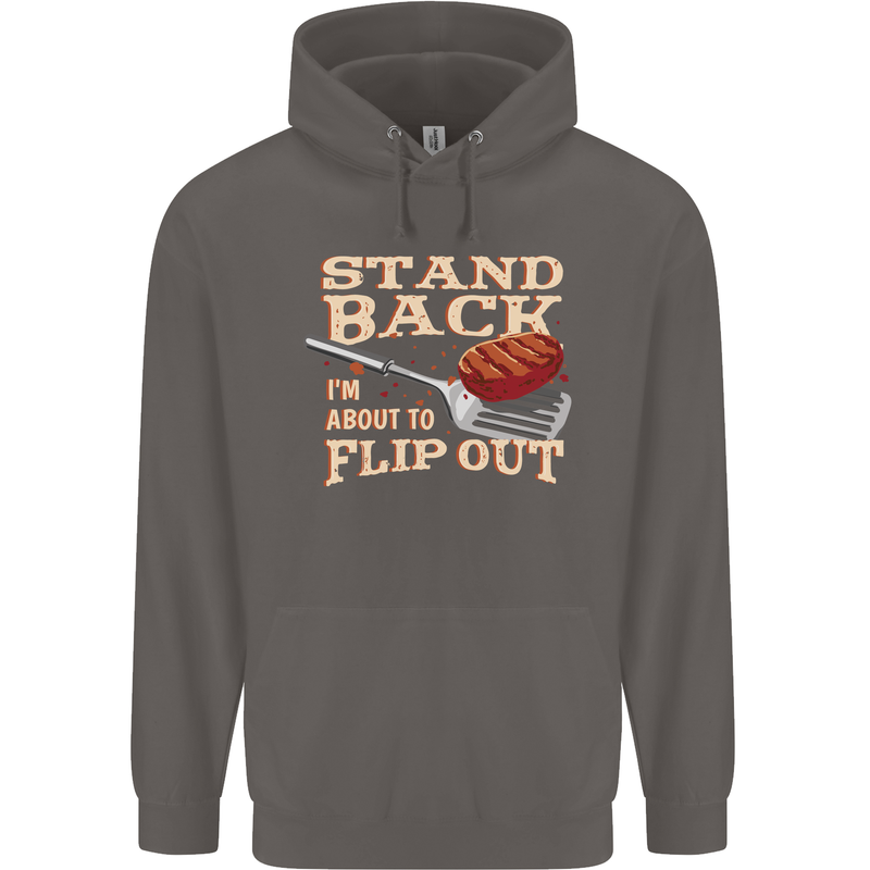 Flip Out Funny BBQ Grill Mens 80% Cotton Hoodie Charcoal
