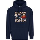 Flip Out Funny BBQ Grill Mens 80% Cotton Hoodie Navy Blue