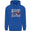 Flip Out Funny BBQ Grill Mens 80% Cotton Hoodie Royal Blue