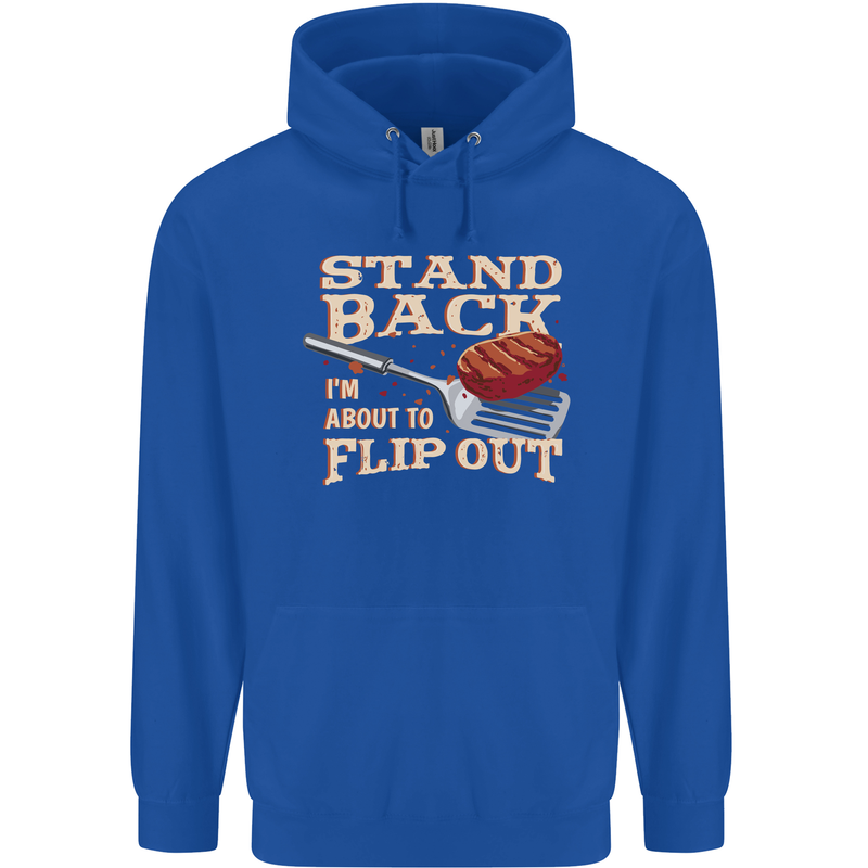 Flip Out Funny BBQ Grill Mens 80% Cotton Hoodie Royal Blue