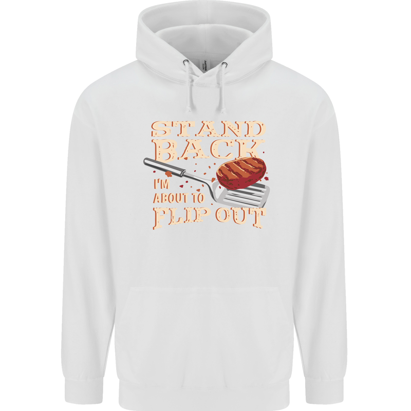 Flip Out Funny BBQ Grill Mens 80% Cotton Hoodie White